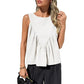 Women's Solid Color Pleated Sleeveless Top