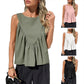 Women's Solid Color Pleated Sleeveless Top