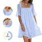 📢📢49% OFF !! ⏰ Women's Square Neck Smocked Dress