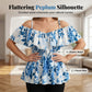 Women's Plus Size Printed Off-Shoulder Ruffle Cami Top