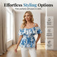 Women's Plus Size Printed Off-Shoulder Ruffle Cami Top
