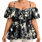 Women's Plus Size Printed Off-Shoulder Ruffle Cami Top