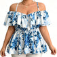 Women's Plus Size Printed Off-Shoulder Ruffle Cami Top