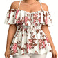Women's Plus Size Printed Off-Shoulder Ruffle Cami Top