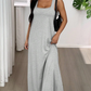 Two-Piece Style Tank Maxi Dress with Side Cut-Outs(✨Built-in Bra)