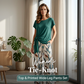 Women's Tie-Knot Top & Printed Wide-Leg Pants Set