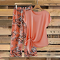 Women's Tie-Knot Top & Printed Wide-Leg Pants Set