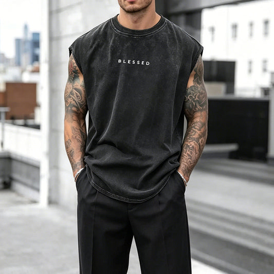 Vintage Wash Loose Fit Gym Muscle Tee
