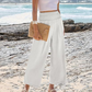 Women's Casual High-Waisted Straight-Leg Cropped Pants