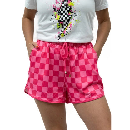 Women's Checkered Drawstring Casual Shorts