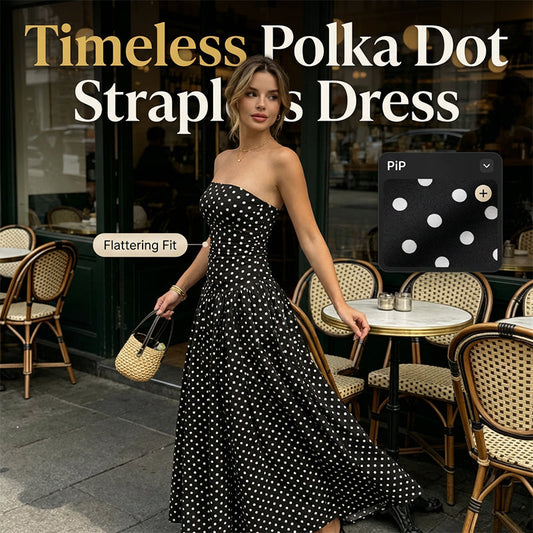 Women’s Fashion Polka Dot Strapless Dress