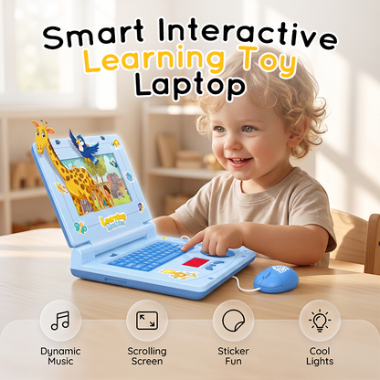 🏆Surprise Price: Only £10.99!!!🔥 Interactive Simulation Toy Laptop – Pretend Play Computer with A-Z Keyboard & 1-10 Number Keys💻, 55+ Songs Lights Sounds🎶, 5 Learning Modes 🔤(ABC/Numbers/Music/Games/Messages), Foldable with Handle🎤