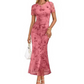 Women's Floral Mesh Mermaid Midi Dress