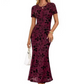 Women's Floral Mesh Mermaid Midi Dress
