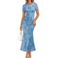 Women's Floral Mesh Mermaid Midi Dress