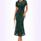 Women's Floral Mesh Mermaid Midi Dress