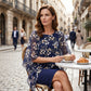Women's Elegant Floral Print Overlay & Dress Set