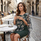 Women's Elegant Floral Print Overlay & Dress Set