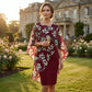 Women's Elegant Floral Print Overlay & Dress Set