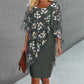 Women's Elegant Floral Print Overlay & Dress Set