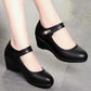 Women's Leather Mid Heel Shoes with Non Slip Sole for Comfortable Everyday Wear