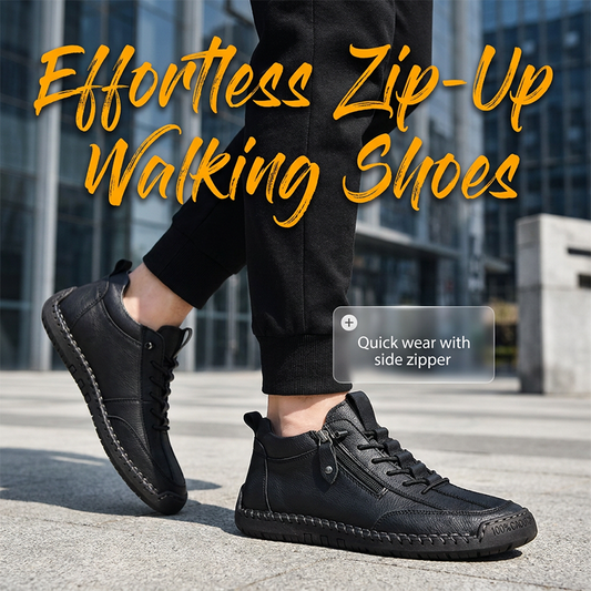 Casual High-Top Walking Shoes with Side Zipper