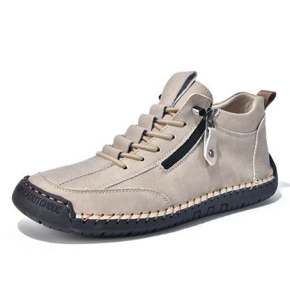 Casual High-Top Walking Shoes with Side Zipper