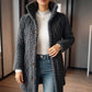 Women’s Knitted Mid-Length Outerwear with Stand Collar