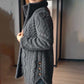 Women’s Knitted Mid-Length Outerwear with Stand Collar