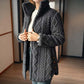 Women’s Knitted Mid-Length Outerwear with Stand Collar