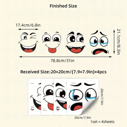 4 Sheets Funny Smiley Face Stickers