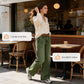 High-Waist Wide-Leg Jeans with Button Detail