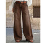 High-Waist Wide-Leg Jeans with Button Detail