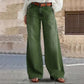 High-Waist Wide-Leg Jeans with Button Detail