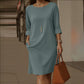 Minimalist Three-Quarter Sleeve Dress with Pockets
