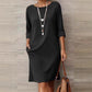 Minimalist Three-Quarter Sleeve Dress with Pockets