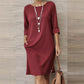 Minimalist Three-Quarter Sleeve Dress with Pockets