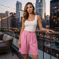 Women's Casual Cotton Linen Shorts with Pockets