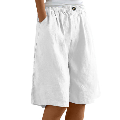 Women's Casual Cotton Linen Shorts with Pockets