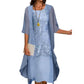 Women's Knee-Length Formal Dress and Cardigan Set