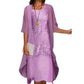 Women's Knee-Length Formal Dress and Cardigan Set