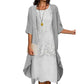 Women's Knee-Length Formal Dress and Cardigan Set