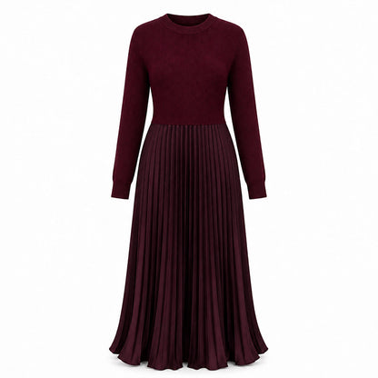 🌸LAST DAY SALE: ONLY ￡22.99!!✨ Effortless Elegance | Women's Pleated Round-Neck Maxi Dress 🌟