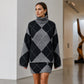 🍂✨ Women's Argyle Knit Sweater & Skirt Set – Elegant, Cosy & Effortlessly Chic