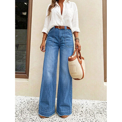 ⏳LAST DAY SALE ONLY ￡23.99!!🔥👖 Flattering High Rise, Easy Stretch | Women's Washed Straight-Leg Jeans