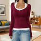 Women's Color Blocking Mock 2-Piece Top