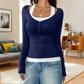 Women's Color Blocking Mock 2-Piece Top