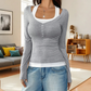 Women's Color Blocking Mock 2-Piece Top