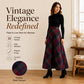 Women's Elegant High-Waisted Plaid Long Skirt