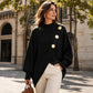 Women's Asymmetric Hem Mock Neck Knit Sweater